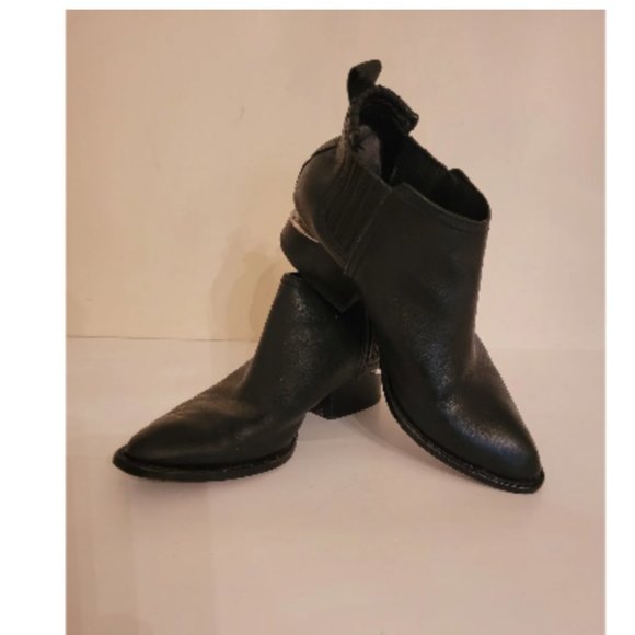 Alexander Wang Leather Chelsea Ankle Black Boots silver Heel size 36 - Picture 2 of 12